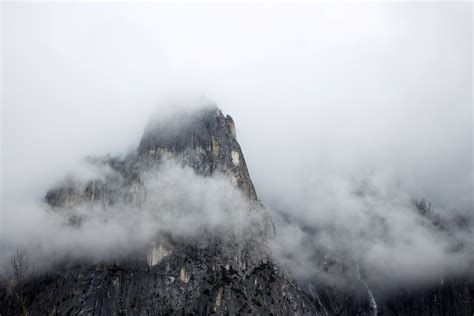 Clouds And Mist On The Mountain Peak At Yosemite National Park