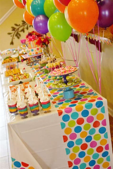 Birthday Party Ideas Photo 9 Of 25 Rainbow Birthday Party Polka