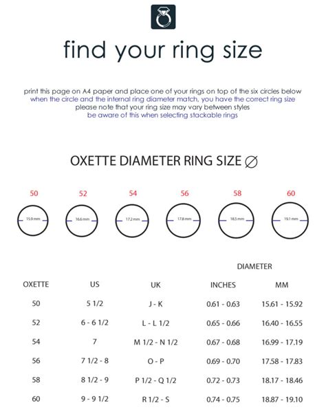 Ring Sizes Oxette