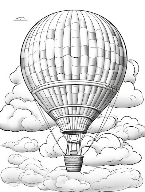 Premium Ai Image A Black And White Drawing Of A Hot Air Balloon
