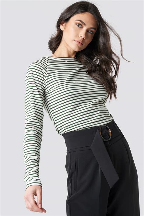 Thin Striped Long Sleeve Top Multicolor Na