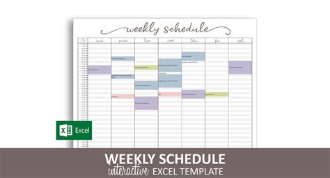 Elegant Weekly Schedule Excel Template Savvy Spreadsheets