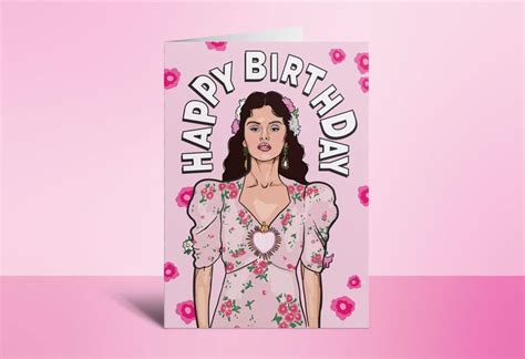 Selena Gomez Birthday Card Selena Gomez Greeting Card Celeb Card