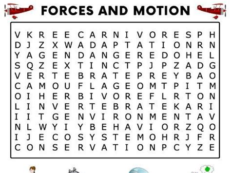 Forces And Motion Word Search Activity Force Motion