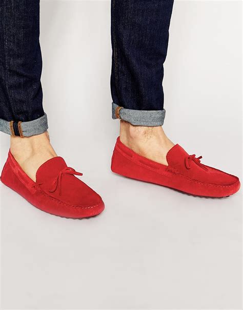 Asos Driving Shoes In Bright Red Suede For Men Lyst