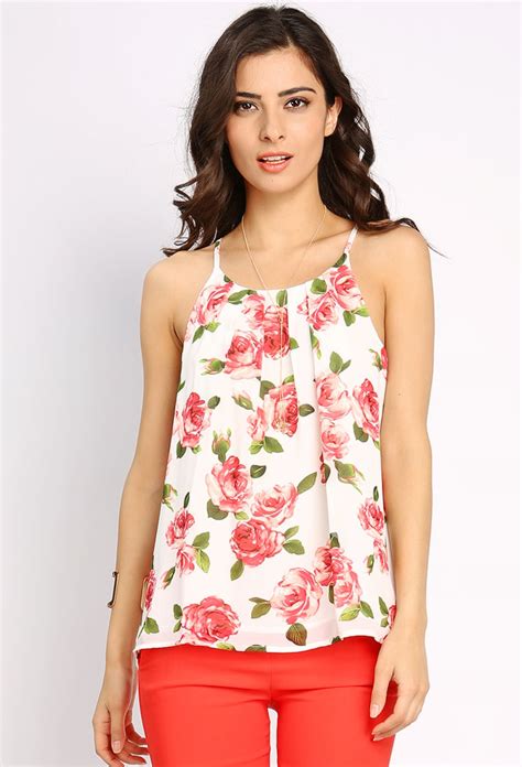 Floral Cami Chiffon Top Shop Dressy Tops At Papaya Clothing