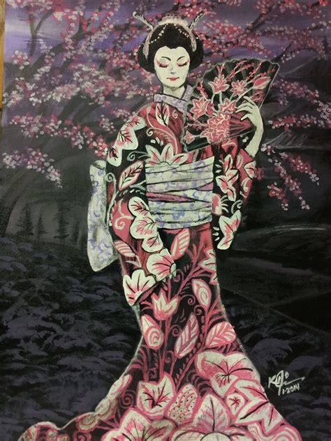 Acrylic Painting I Did On Canvas Of A Geisha Lady Geisha Karl Acrylic Painting Joker