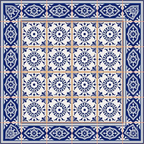 Gorgeous Seamless Pattern From Tiles And Border Moroccan Portuguese