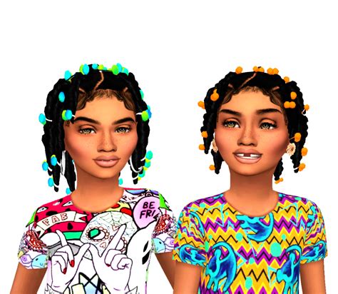 Ebonix Sincerelyasimmer Twisted Pigtails Child Version Sims 4 Curly