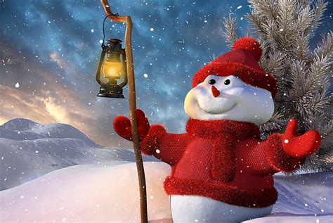 Snow Man Festive Holidays Winter Hd Wallpaper Peakpx
