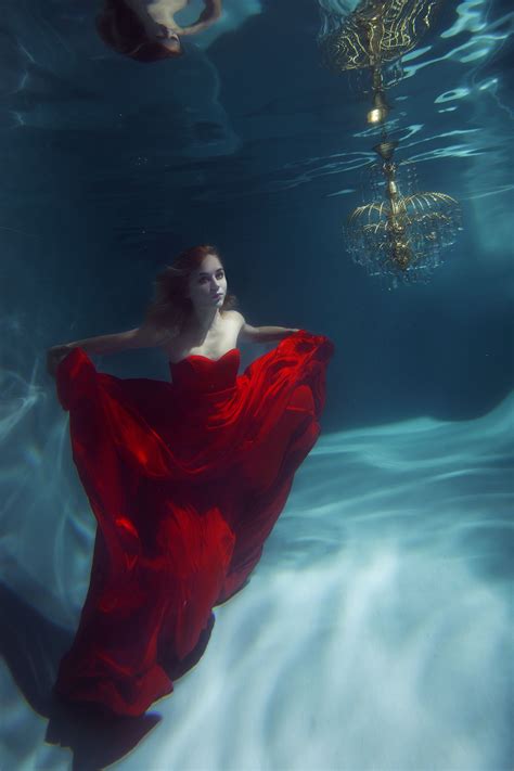 Underwater On Behance Fashion Red Formal Dress Photography