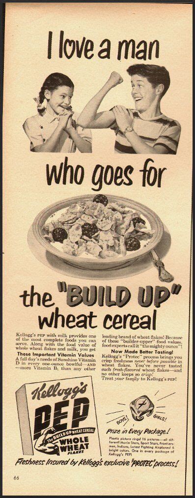 1951 Vintage Ad For Kelloggs Pep Whole Wheat Flakes Cereal 120612 Ebay