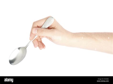 Male Hand Holding An Empty Spoon Stock Photo Alamy