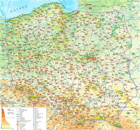 Karte der hauptverkehrswege in polen; Polen touristische karte