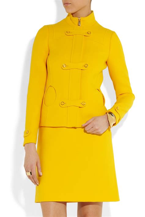 Michael Kors Cut Out Crepe Jacket In Yellow Lyst