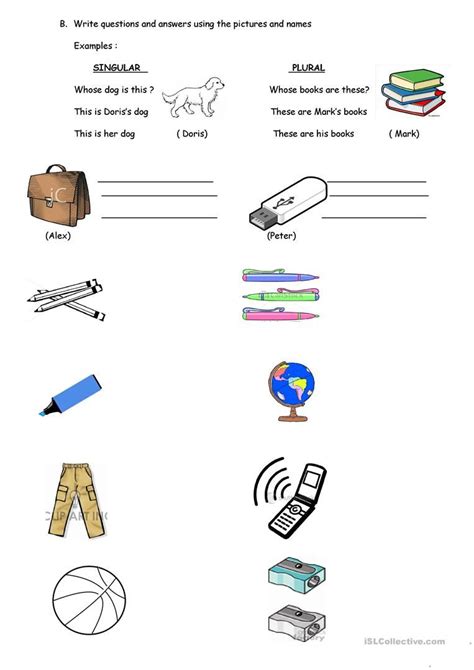 Whose Objects Are These English Esl Worksheets Opposites Worksheet