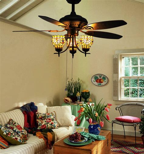 Depending on where you install it, the fan can keep the air feeling clean and cooler, allowing you to get a restful night sleep in the bedroom or relax in the living room. Makenier Vintage Tiffany Style Stained Glass 3-light ...