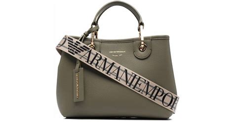 Emporio Armani Leather Mini Myea Tote In Green Lyst