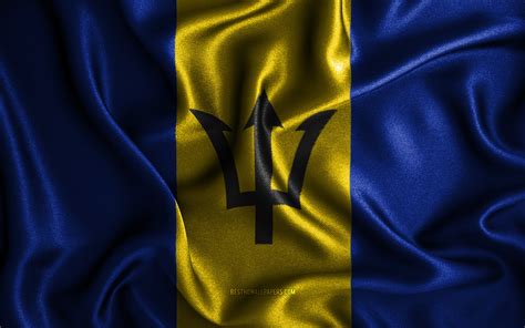 Download Wallpapers Barbados Flag 4k Silk Wavy Flags North American