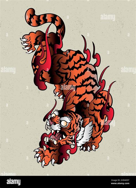 Tiger Tattoo Japanese Neo Traditional Stock Vector Image And Art Alamy