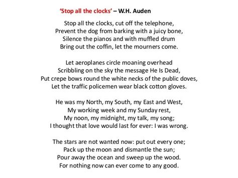 Stop All The Clocks Wh Auden