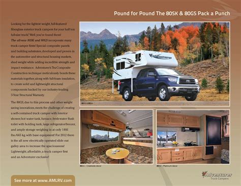 2012 Alp Adventurer Truck Campers Brochure Download Rv Brochures