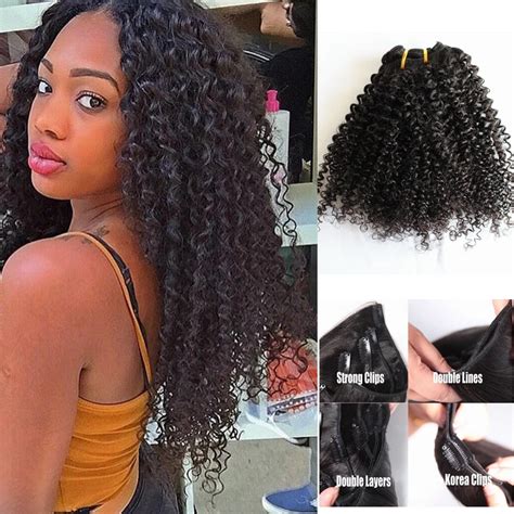 Black Curls Hair Clip In Human Hair Extensions 120g Factory Price African American Kinky Curly
