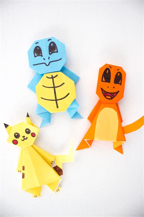 Easy Origami Pokemon Pikachu Charmander And Squirtle Pink Stripey