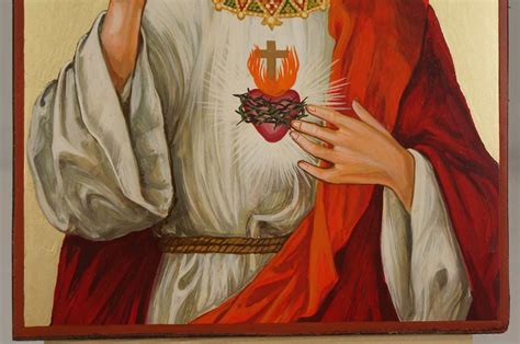 Jesus Christ Sacred Heart Hand Painted Icon Blessedmart