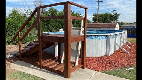 Building Above Ground Pool Stairs And Deck Youtube