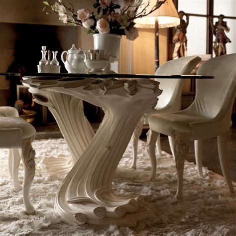 Exclusive Italian Pedestal Large Glass Dining Table Juliettes Interiors
