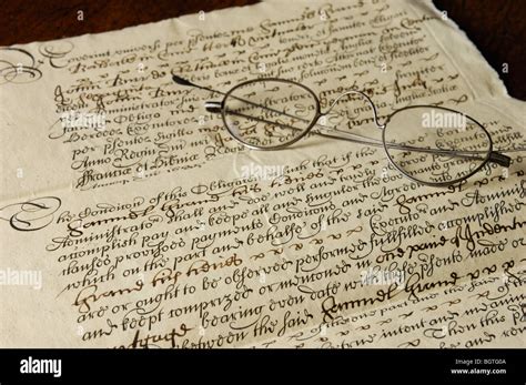 Ancient Document Written In English Circa 1685 Stock Photo Alamy