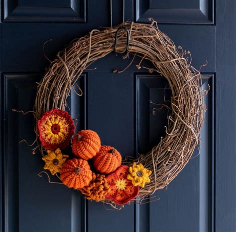 fabulous fall crochet wreath pattern wreath pattern pdf etsy