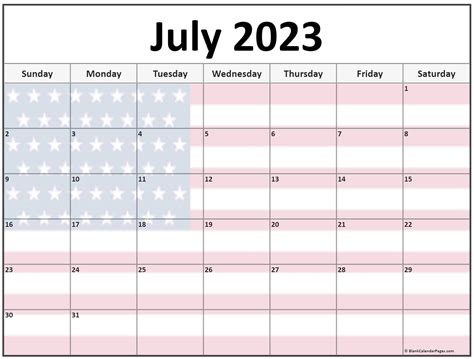 Collection Of July 2023 Photo Calendars With Image Filters