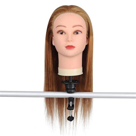 22 Cosmetology Mannequin Manikin Training Head 50 Real Human Hair W Clamp Holder For Training