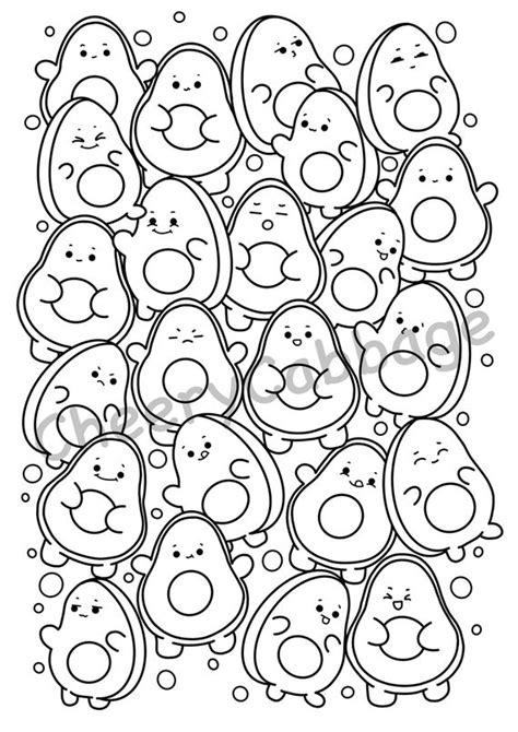 Find the best kawaii coloring pages for kids & for adults, print and color 65. Kawaii Avocado Coloring Page Cute Doodle Coloring Page | Etsy