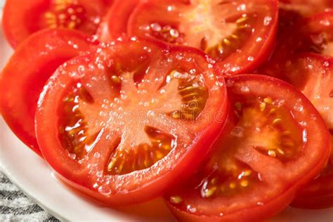Healthy Organic Sliced Tomatoes With Salt Stock Image Image Of