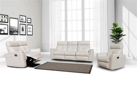 8501 Reclining Sofa In White Half Leather By Esf Woptions