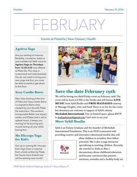 February Newsletter - Pilateda.com