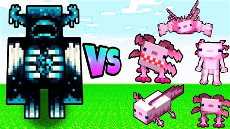 Warden Vs All Axolotl Minecraft Youtube