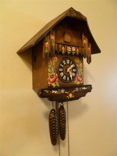 Vintage Hubert Herr Chalet Cuckoo Clock Handpainted Flowers Etsy