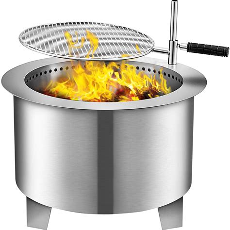 Buy Vbenlem 20 Inch Fire Pit Patio Detachable Grill Stainless Steel