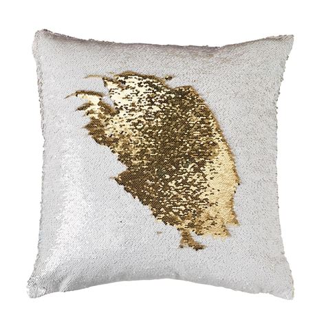 Reversible Sequin Pillow In White And Gold Pillows Gold Decorative Pillows Sequin Pillow