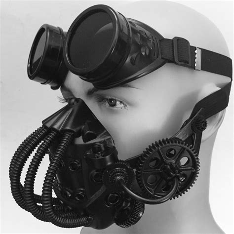 Steampunk Mouth Mask Respirator Gas Mask With Goggles Costume Etsy