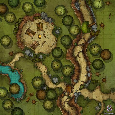 Oc Art Forest Camp Battle Map 30x30 Rdnd
