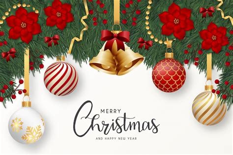 Free Vector Modern Merry Christmas And Happy New Year Greeting Card