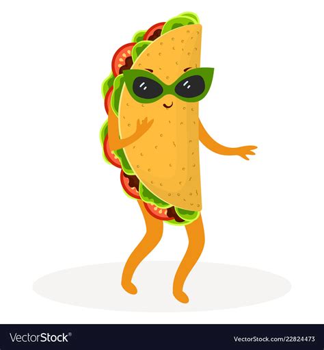 Cartoon Cute Taco Royalty Free Vector Image Vectorstock