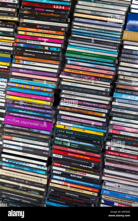 Large Collection Of Music Cds Piled Up In Alphabetical Order Stock