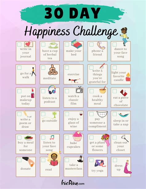 30 Day Happiness Challenge 30 Day Happiness Challenge Happiness Challenge Positivity Challenge