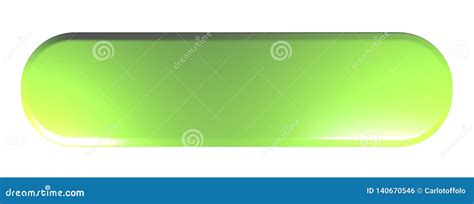 Green Rounded Rectangle Push Button Empty 3d Rendering Illustration